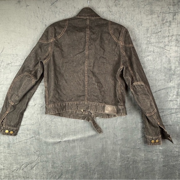 Lauren Ralph Lauren Women’s Med Dark Denim Moto Jacket w/ Gold colored hardware - Picture 14 of 15